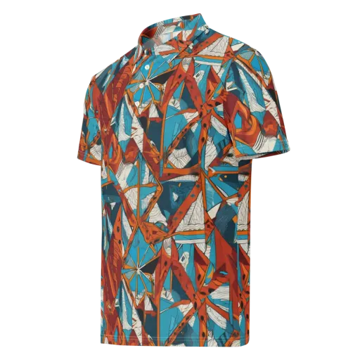 Coral Compass on a Men's Slim Fit Polo Shirt