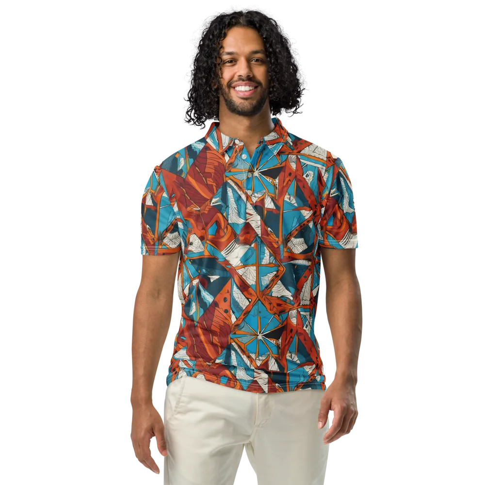 Coral Compass on Men's Slim Fit Polo Shirt — Front