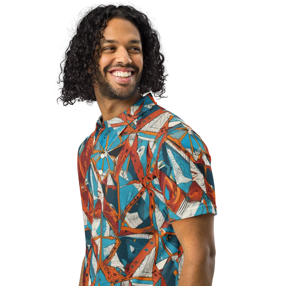 Coral Compass on Men's Slim Fit Polo Shirt — Left Front