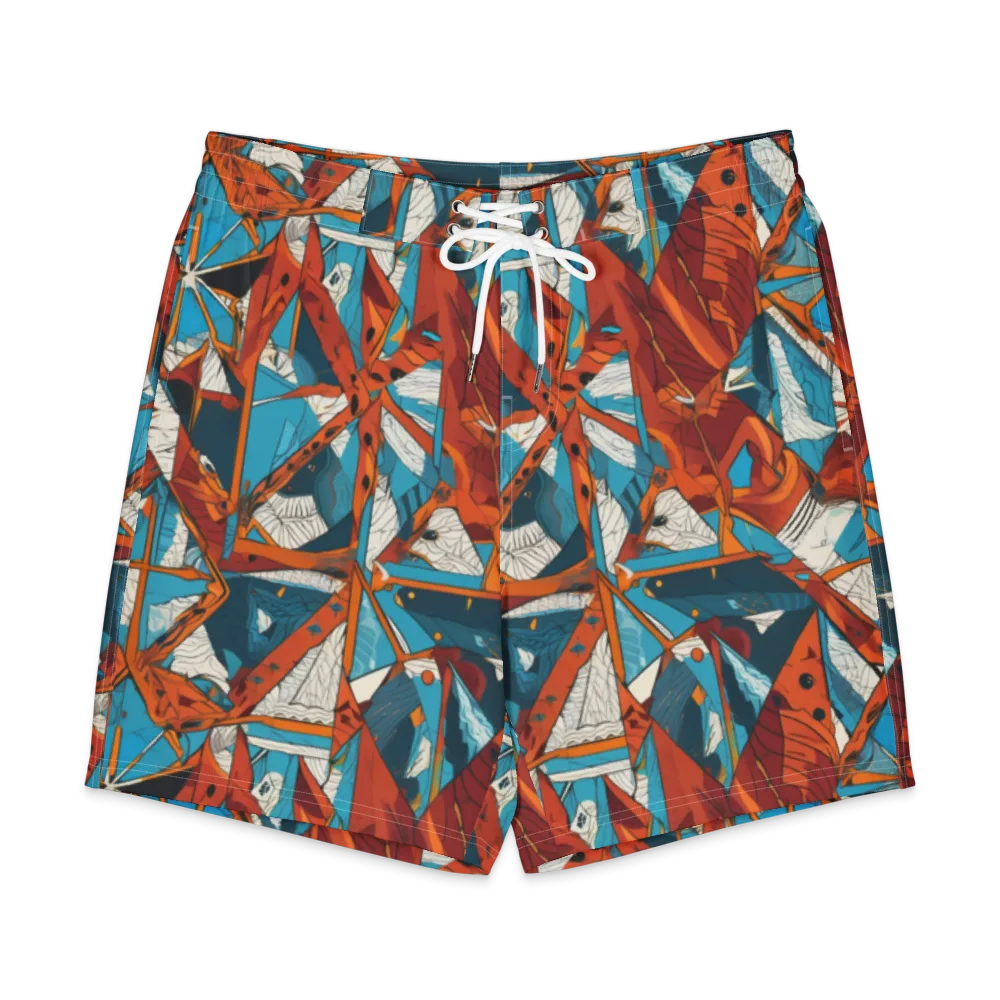 Coral Compass on Men's Board Shorts — Front