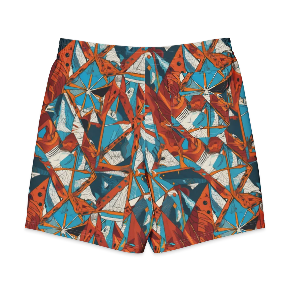 Coral Compass on Men's Board Shorts — Back