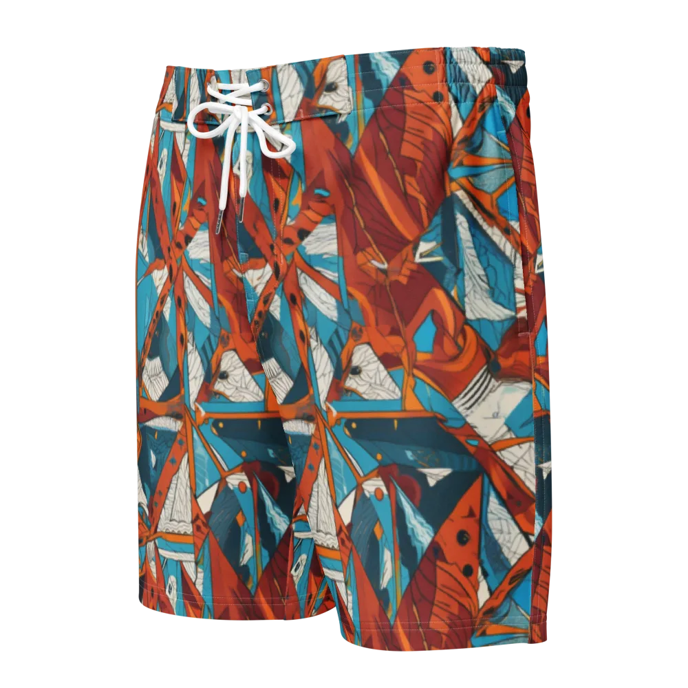 Coral Compass on Men's Board Shorts — Front