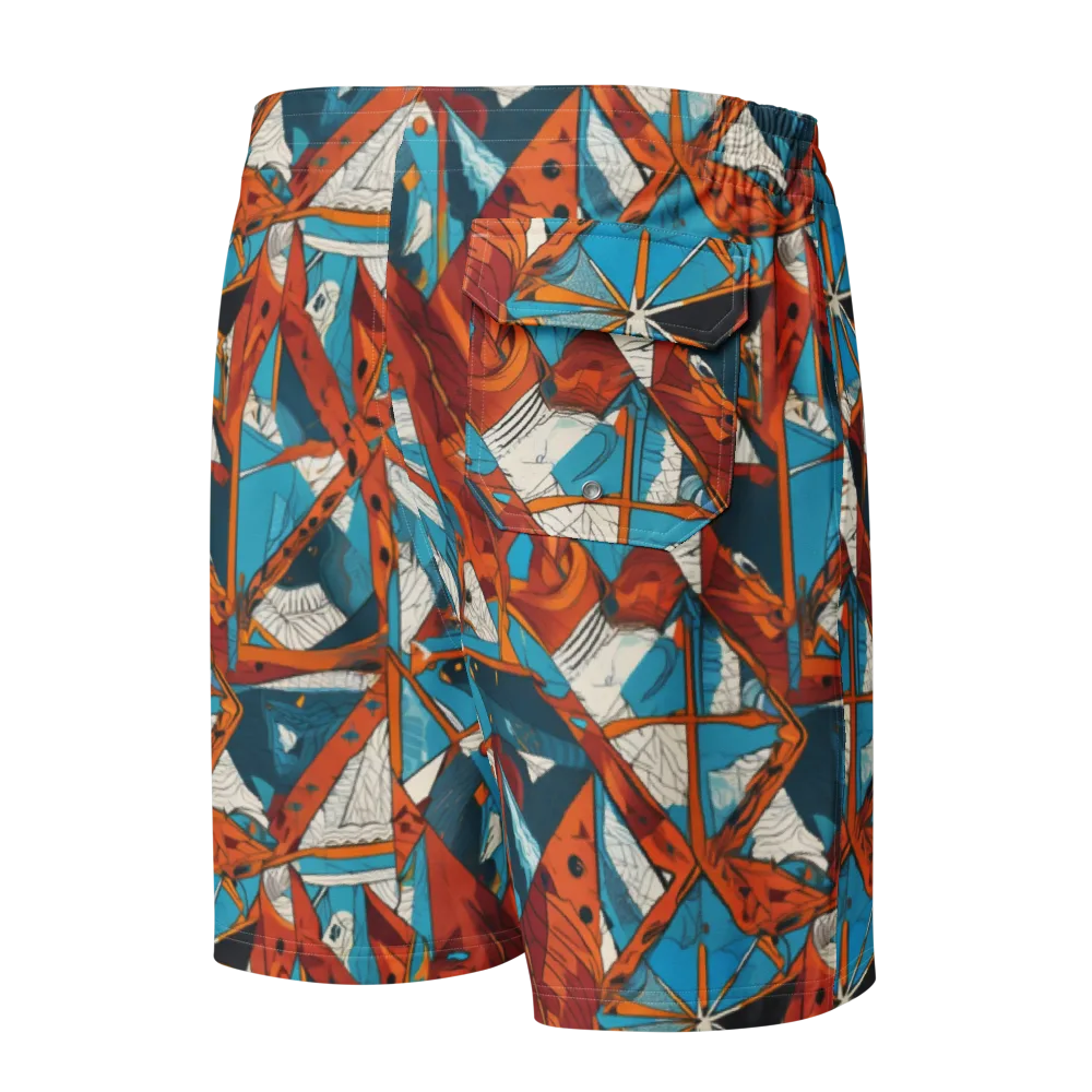 Coral Compass on Men's Board Shorts — Back