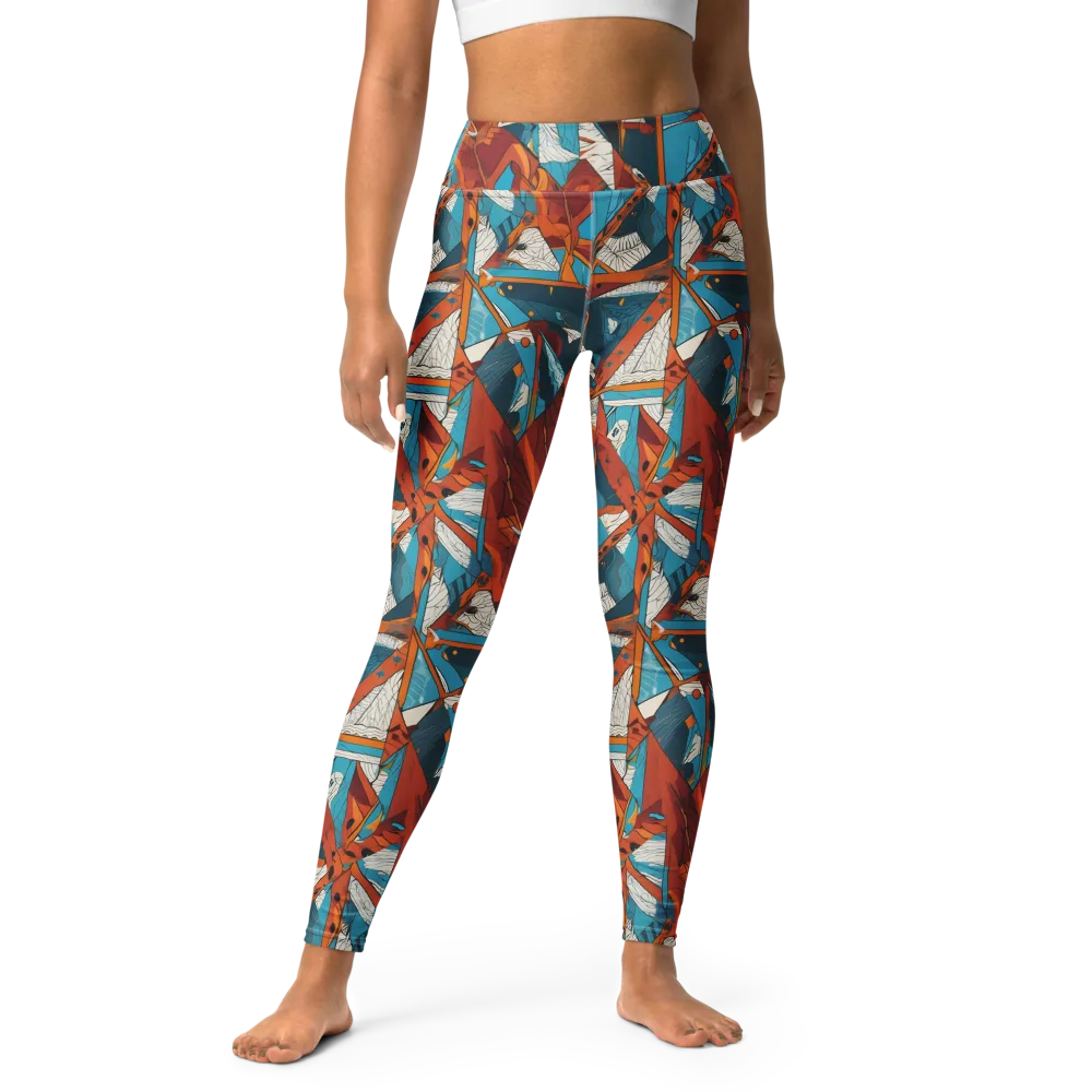 Coral Compass on Yoga Leggings — Front