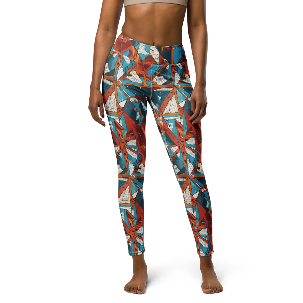 Coral Compass on Yoga Leggings — Front