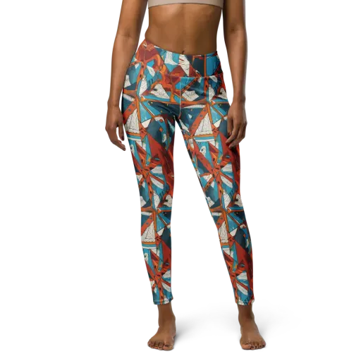 Coral Compass on a Yoga Leggings