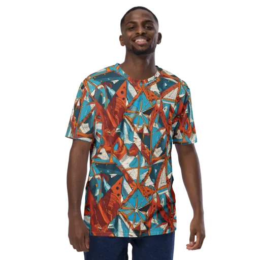 Coral Compass on a Men's Crew Neck T-Shirt