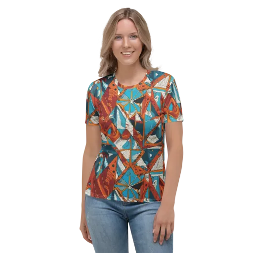 Coral Compass on a Women's Crew Neck T-Shirt