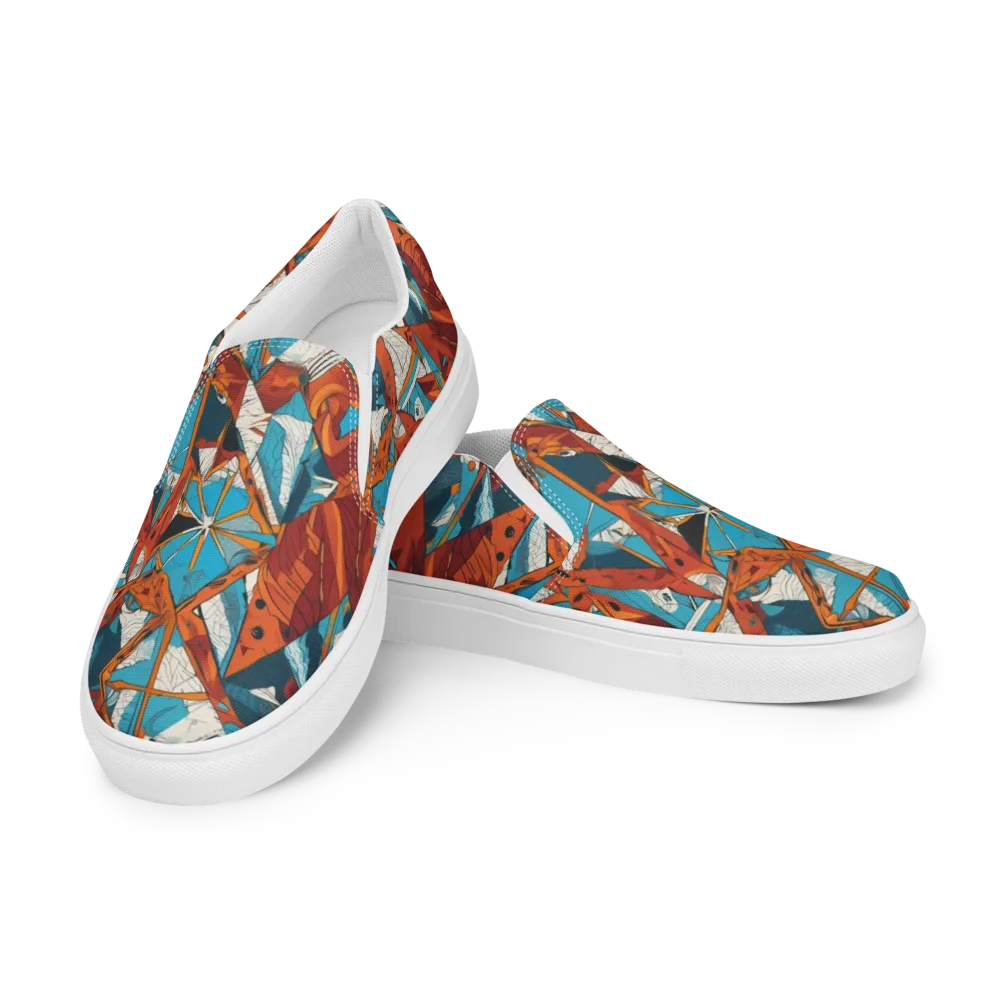 Coral Compass on Men's Slip-On Canvas Shoes — Left Front