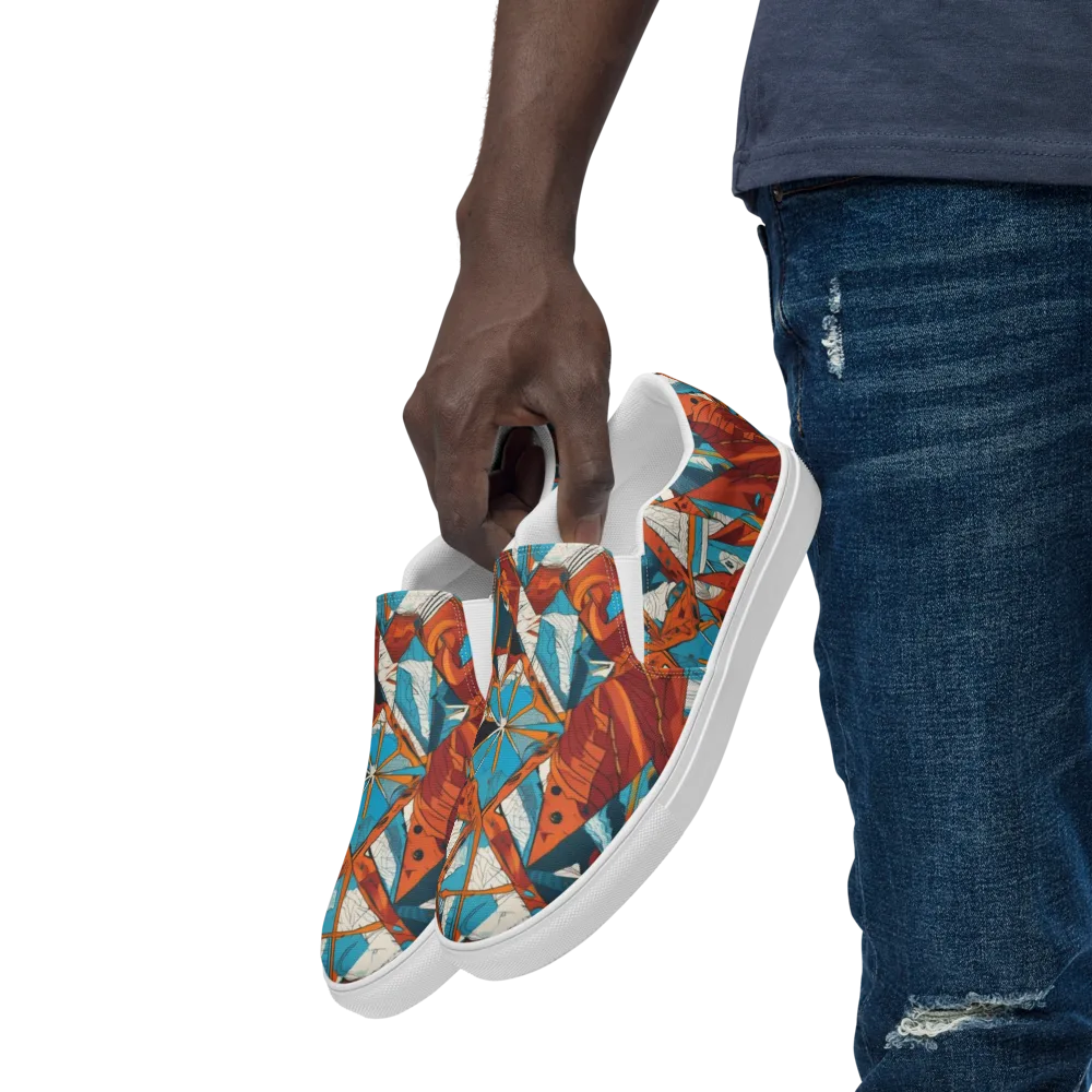 Coral Compass on Men's Slip-On Canvas Shoes — Left Front