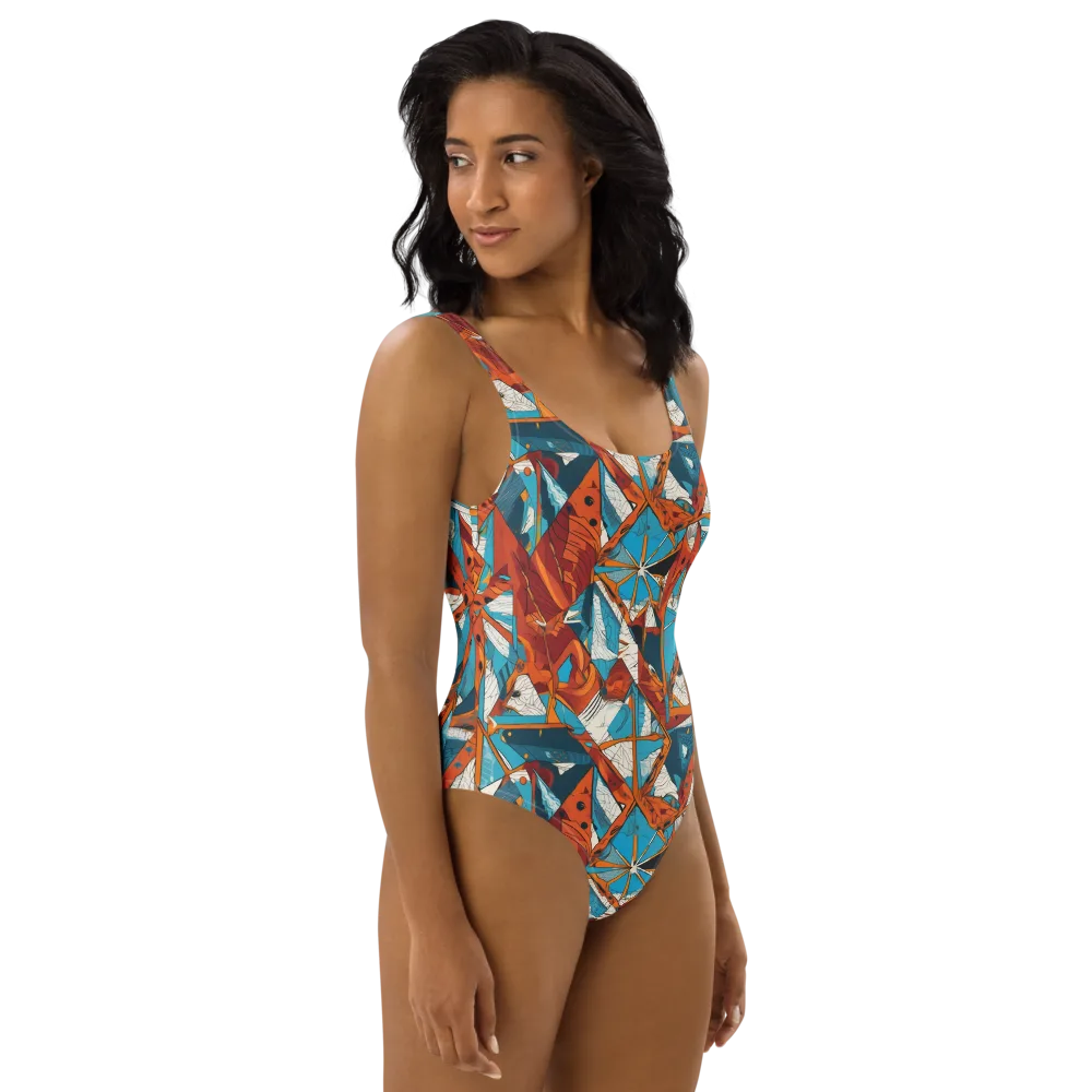 Coral Compass on One-Piece Swimsuit — Right