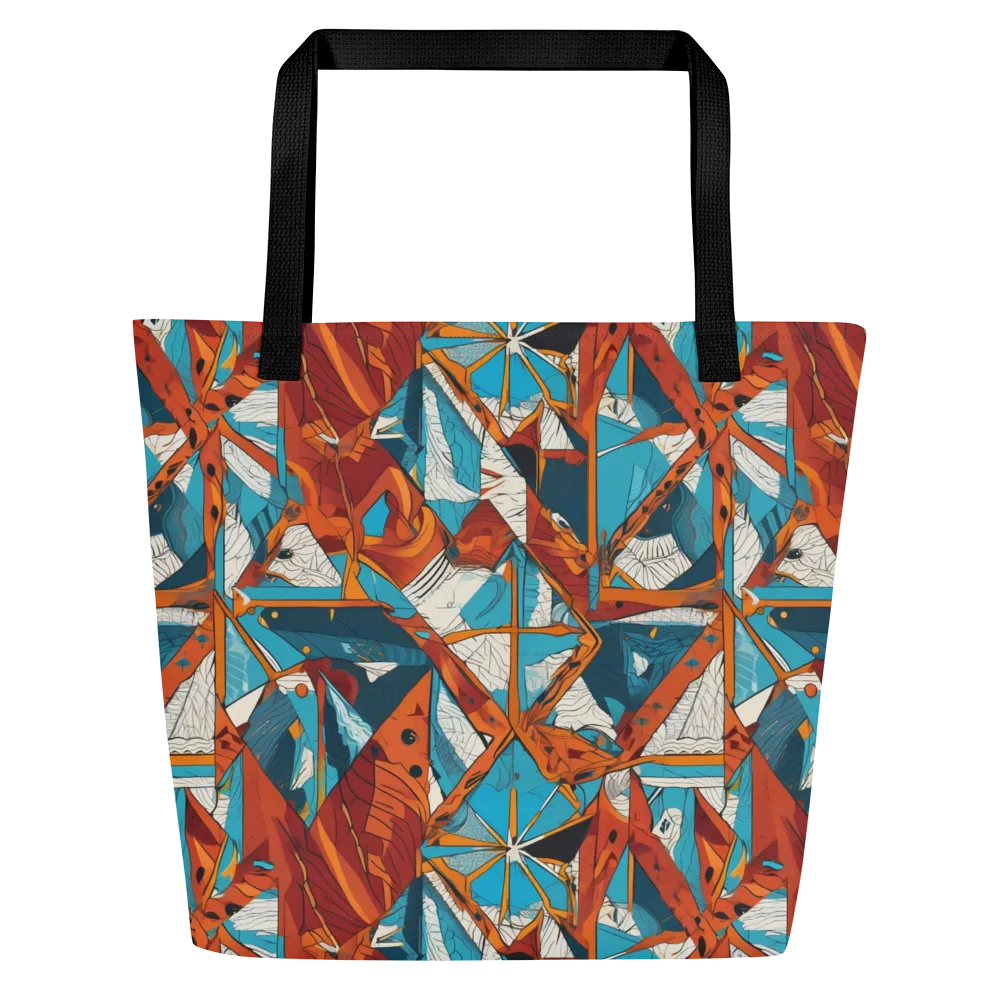 Coral Compass on Large Tote Bag W/ Pocket — Front
