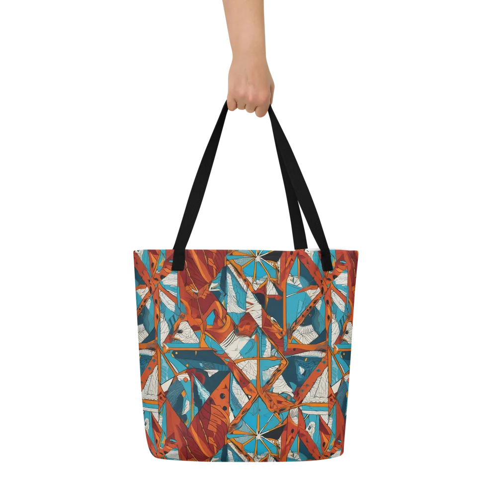 Coral Compass on Large Tote Bag W/ Pocket — Front