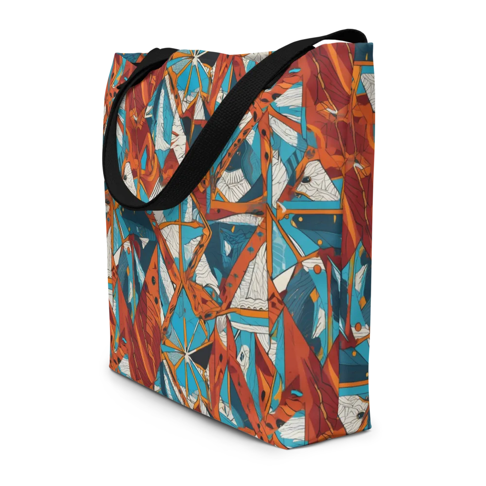 Coral Compass on Large Tote Bag W/ Pocket — Front