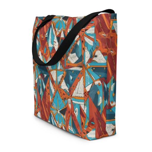 Coral Compass on a Large Tote Bag W/ Pocket