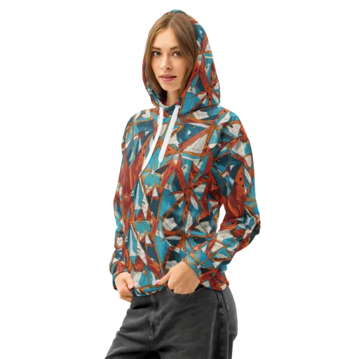 Coral Compass on a Cotton Hoodie
