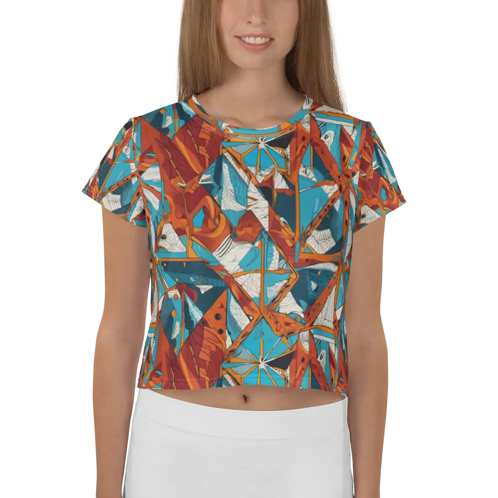 Coral Compass on Crop Tee — Front