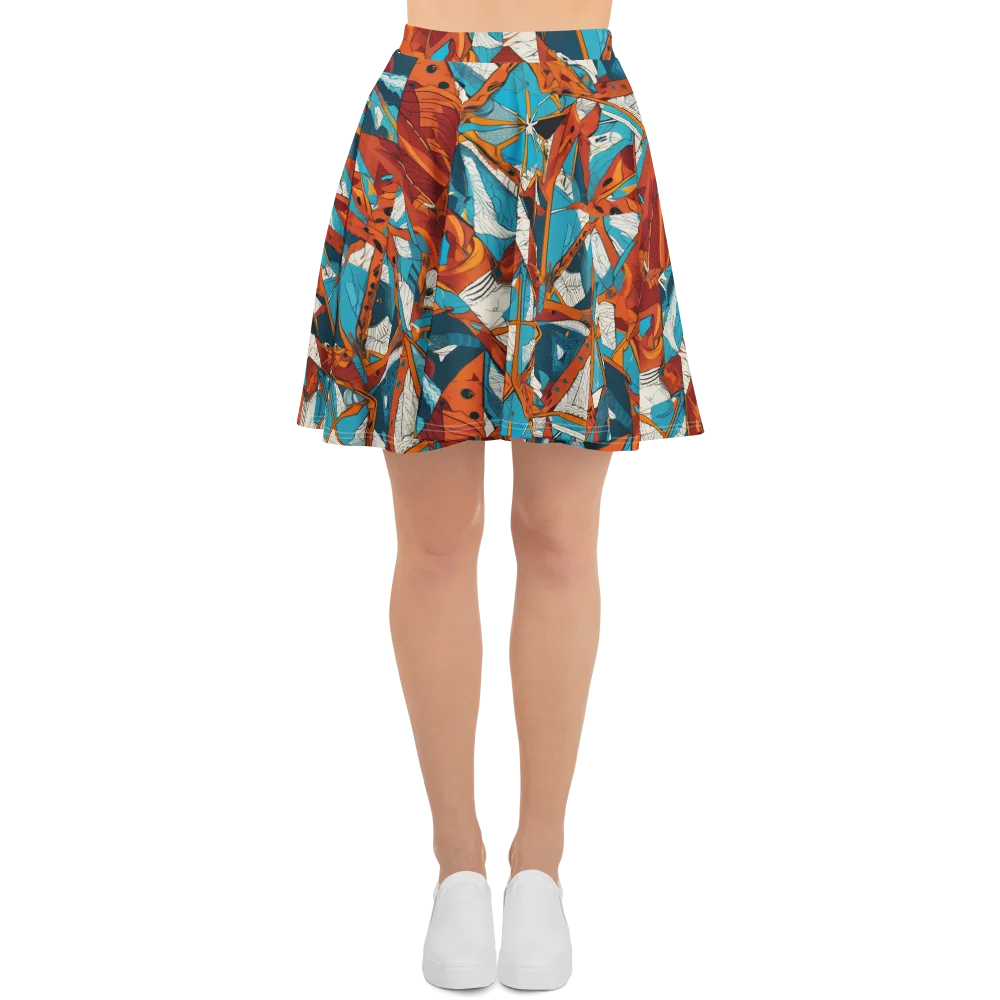 Coral Compass on Skater Skirt — Front