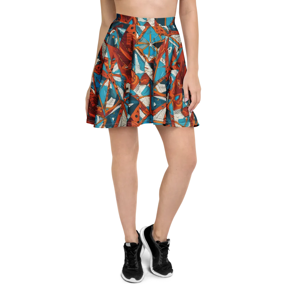 Coral Compass on Skater Skirt — Front