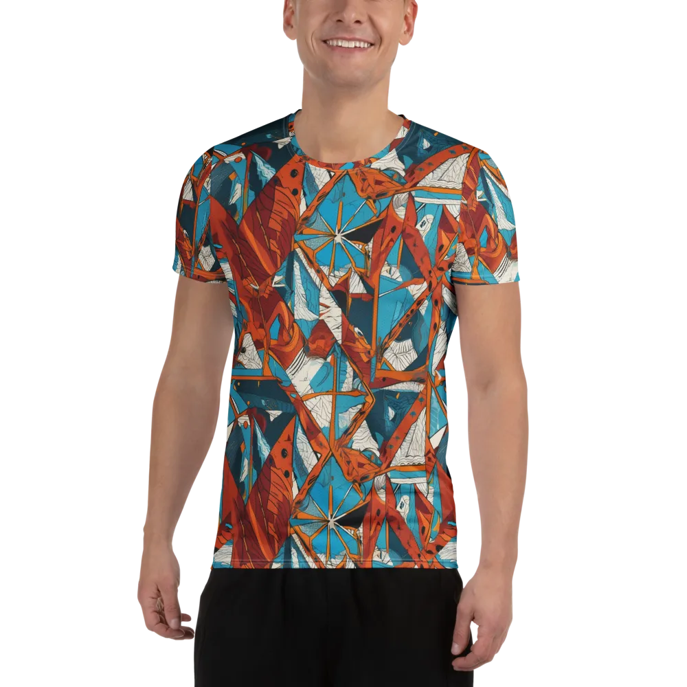 Coral Compass on Men's Athletic T-Shirt — Front