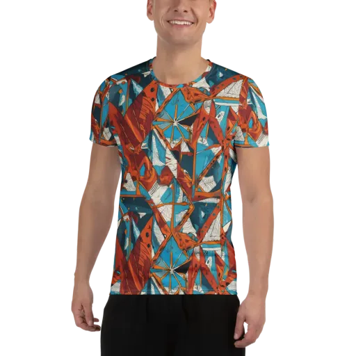 Coral Compass on a Men's Athletic T-Shirt