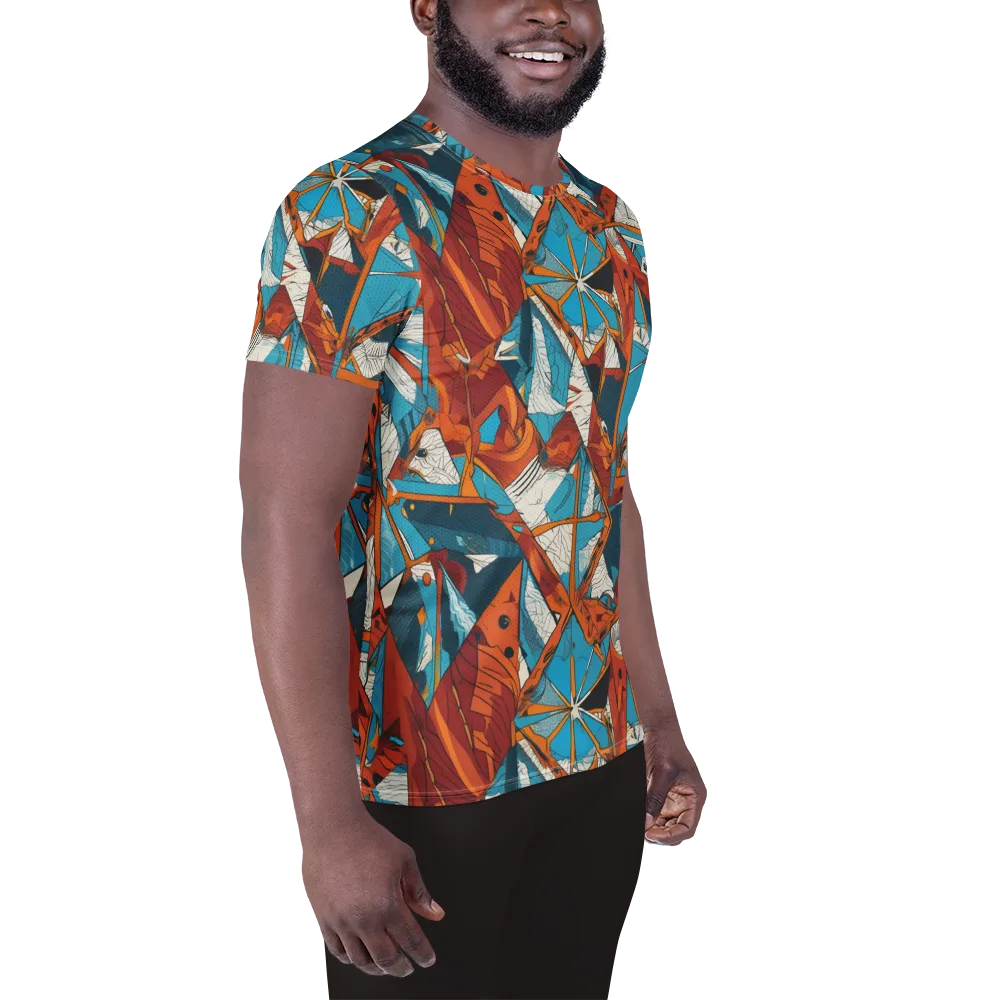 Coral Compass on Men's Athletic T-Shirt — Right