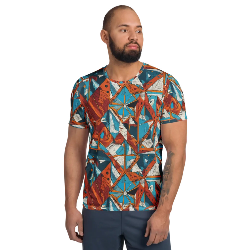 Coral Compass on Men's Athletic T-Shirt — Front