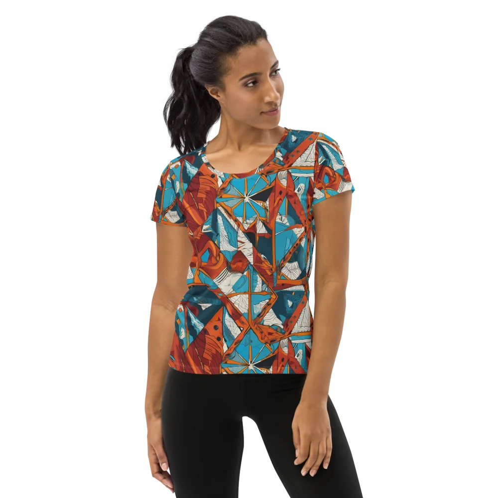 Coral Compass on Women's Athletic T-Shirt — Front
