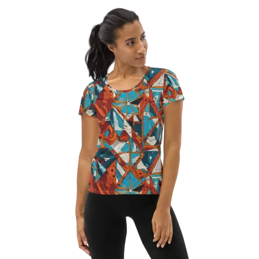 Coral Compass on a Women's Athletic T-Shirt
