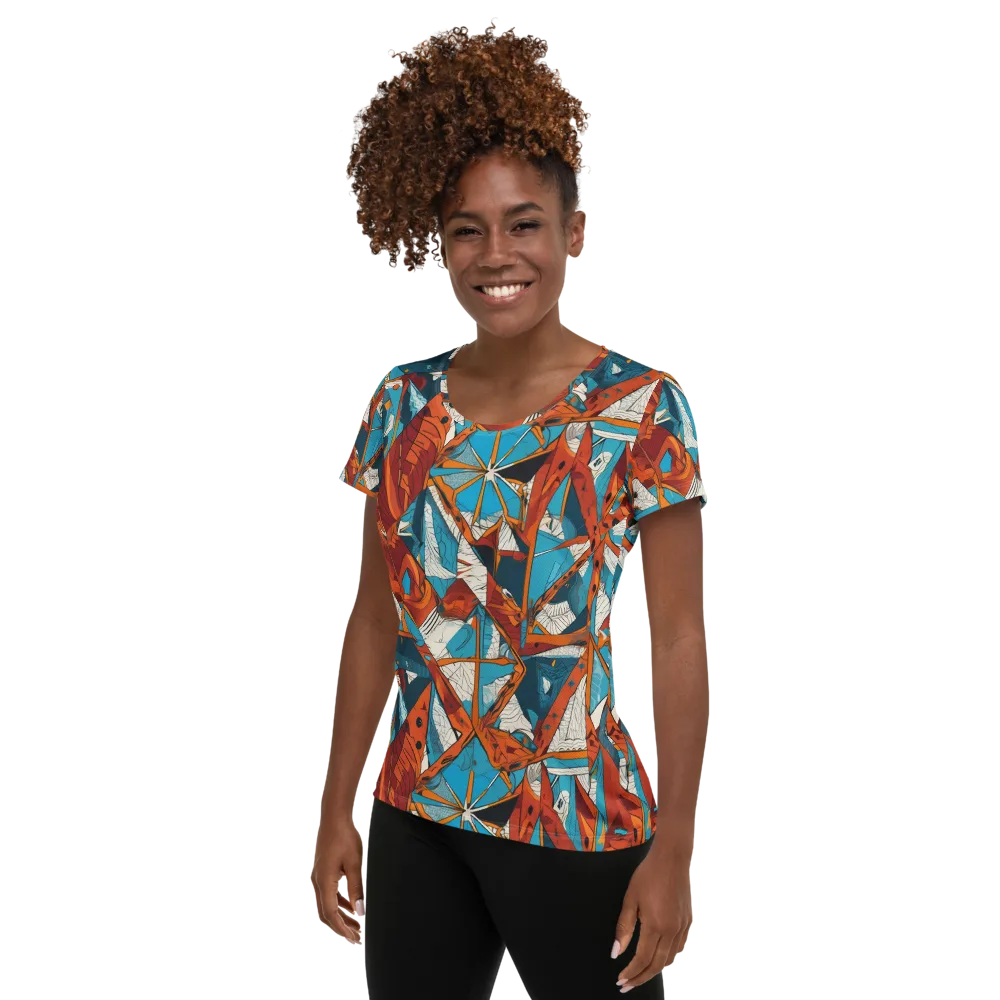 Coral Compass on Women's Athletic T-Shirt — Left
