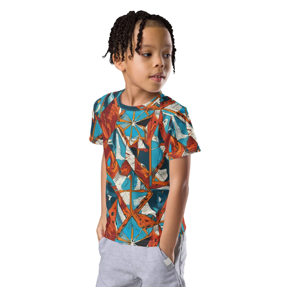 Coral Compass on Kids Crew Neck T-Shirt — Left Front