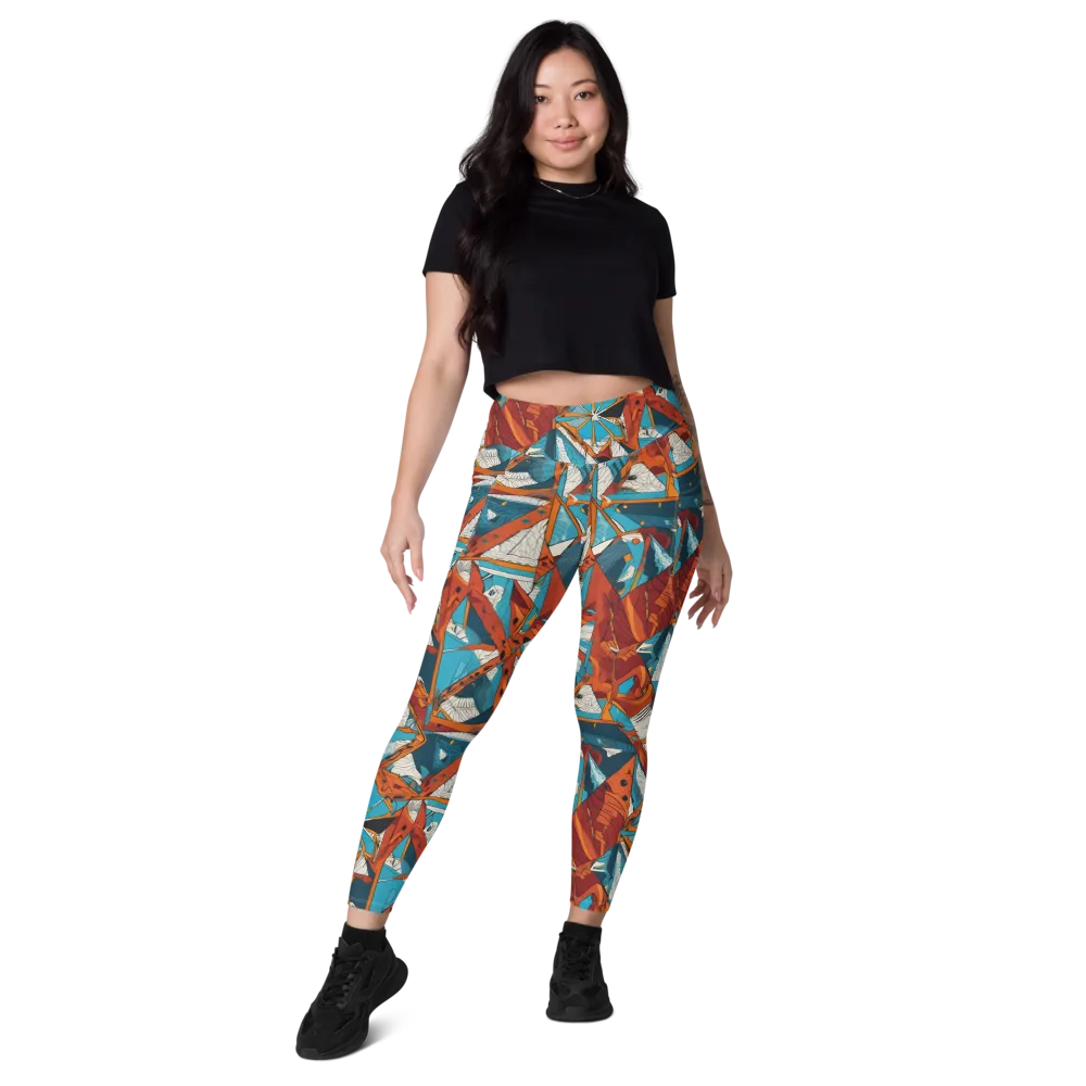 Coral Compass on Leggings with Pockets — Front