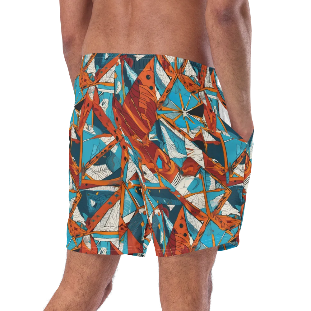 Coral Compass on Swim Trunks — Right Back