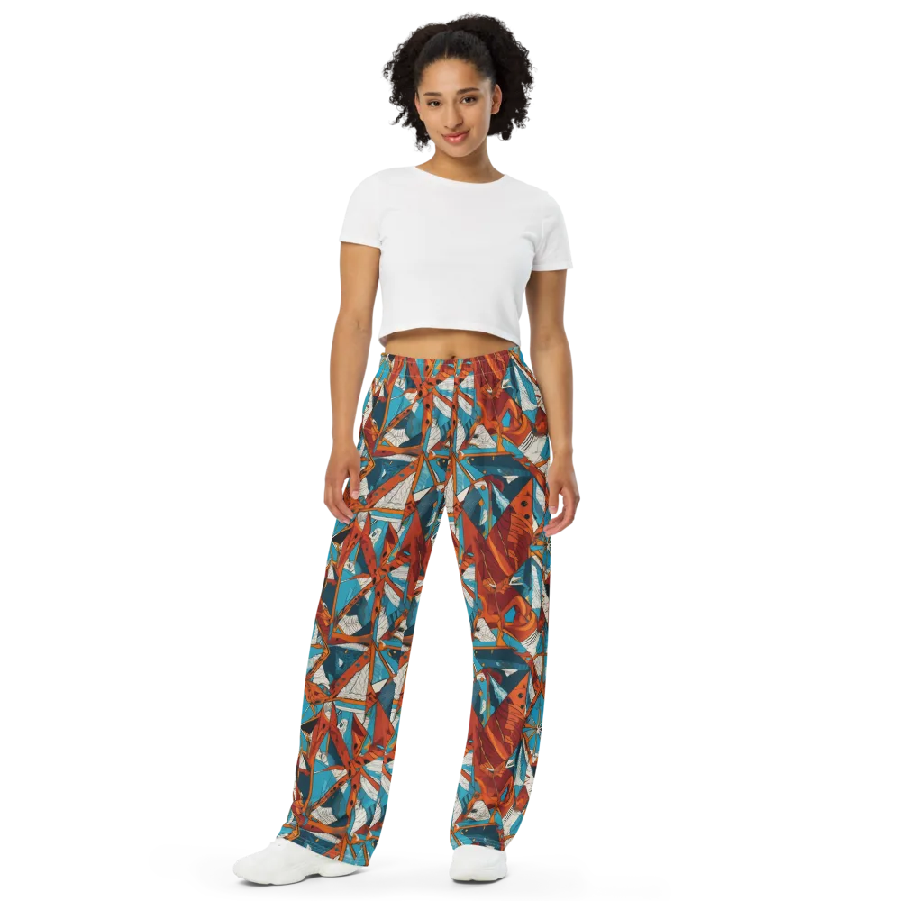 Coral Compass on Wide-Leg Pants — Front