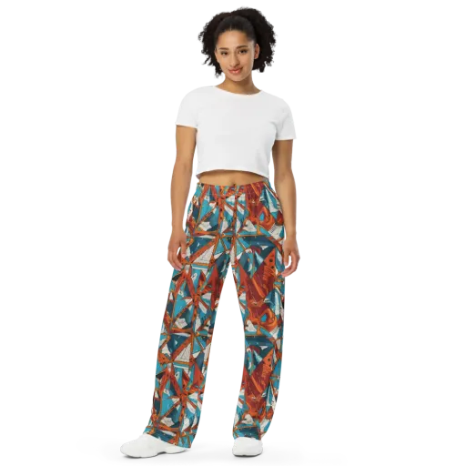 Coral Compass on a Wide-Leg Pants