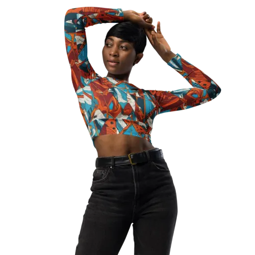Coral Compass on a Long Sleeve Crop Top