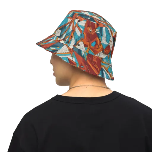 Coral Compass on a Reversible Bucket Hat