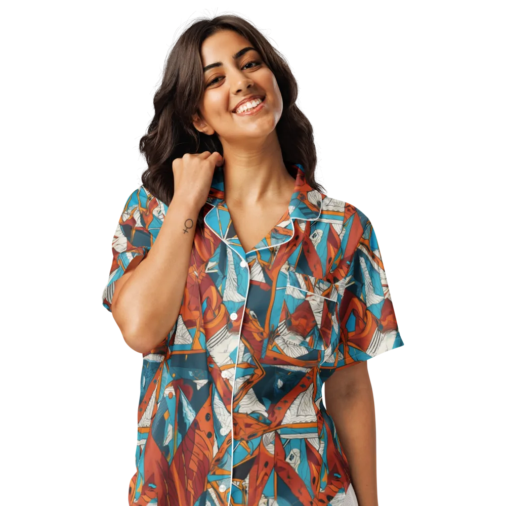 Coral Compass on Women's Short Sleeve Pajama Top — Front
