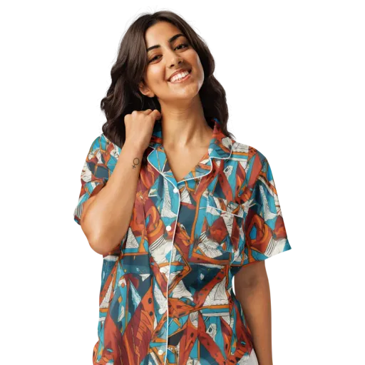 Coral Compass on a Women's Short Sleeve Pajama Top