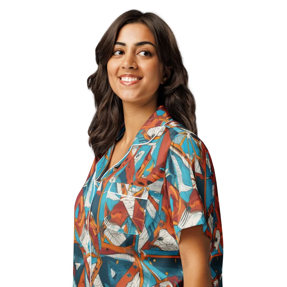 Coral Compass on Women's Short Sleeve Pajama Top — Left Front