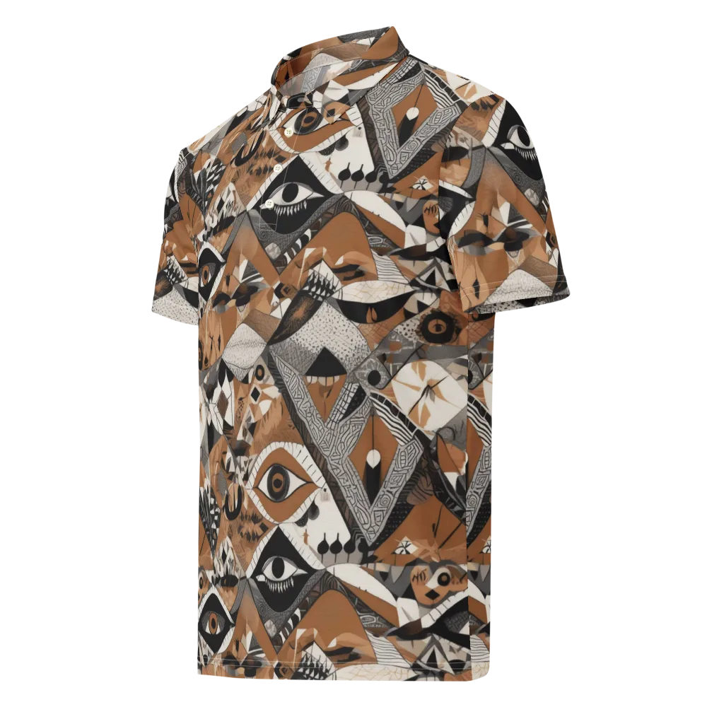 All-seeing Mosaic on Men's Slim Fit Polo Shirt — Left Front