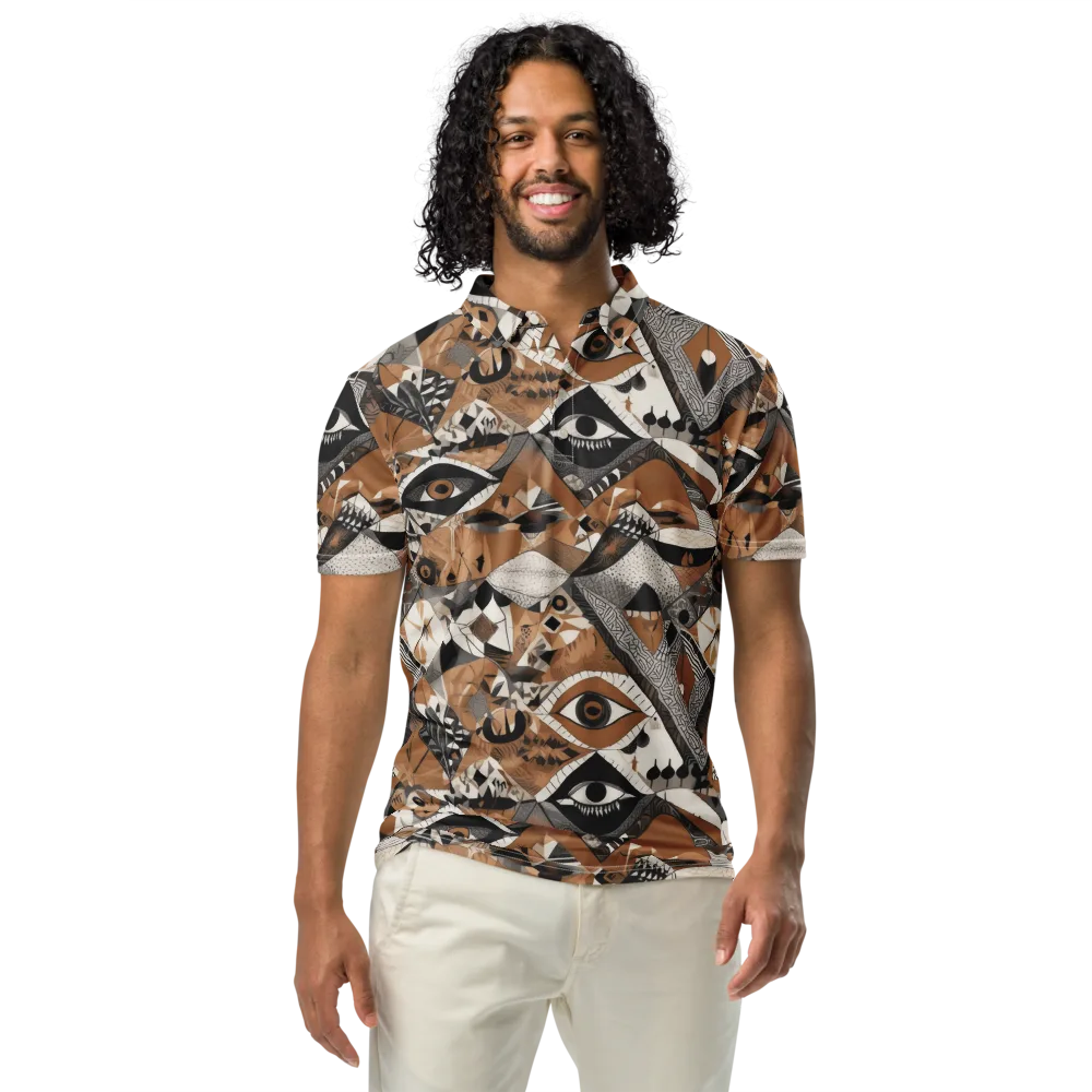All-seeing Mosaic on Men's Slim Fit Polo Shirt — Front