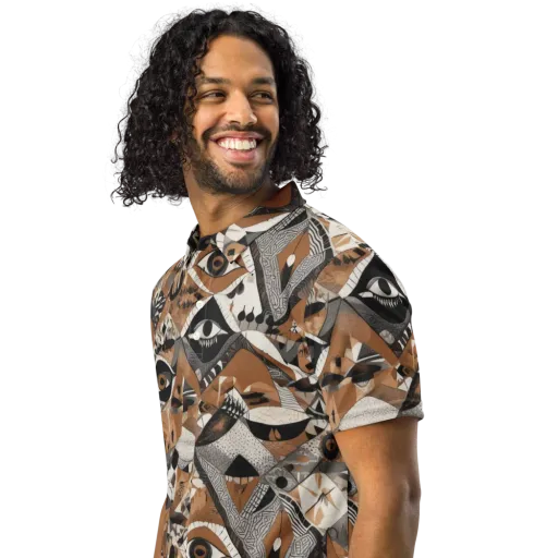 All-seeing Mosaic on a Men's Slim Fit Polo Shirt