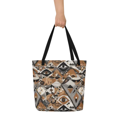 All-seeing Mosaic on a Large Tote Bag W/ Pocket