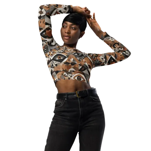 All-seeing Mosaic on a Long Sleeve Crop Top