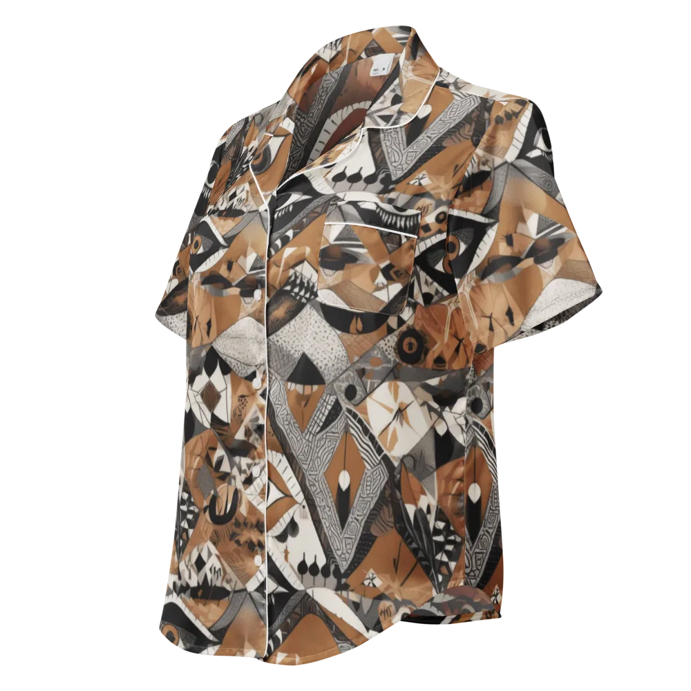 All-seeing Mosaic on Women's Short Sleeve Pajama Top — Left Front
