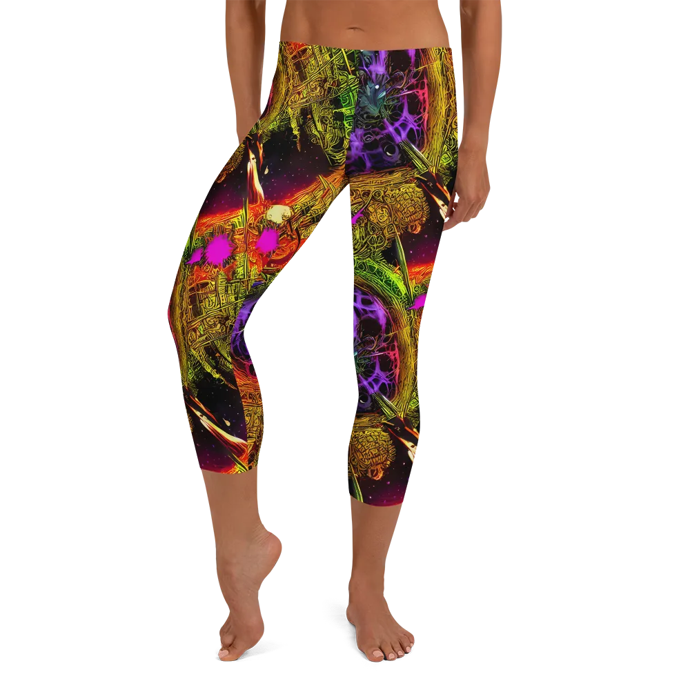 Neon Glyphworks on Capri Leggings — Front