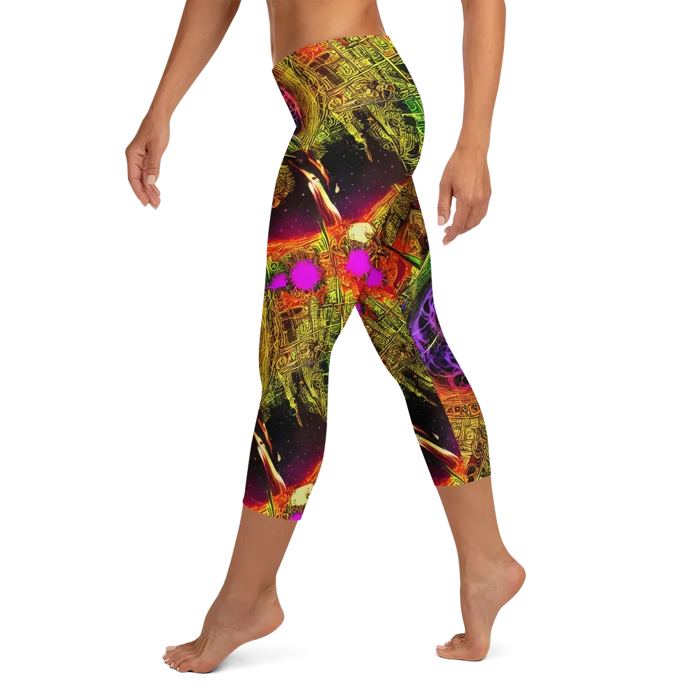 Neon Glyphworks on Capri Leggings — Left