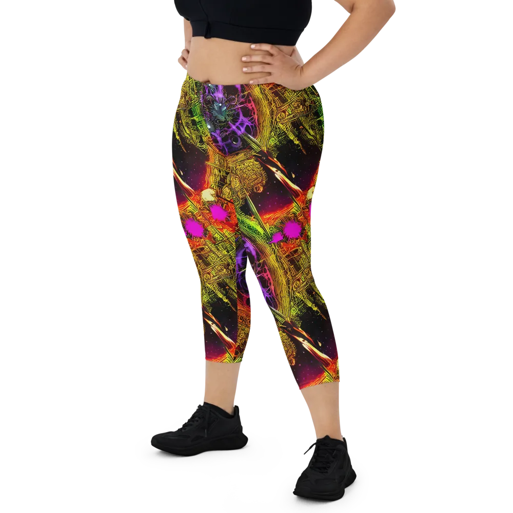 Neon Glyphworks on Capri Leggings — Front