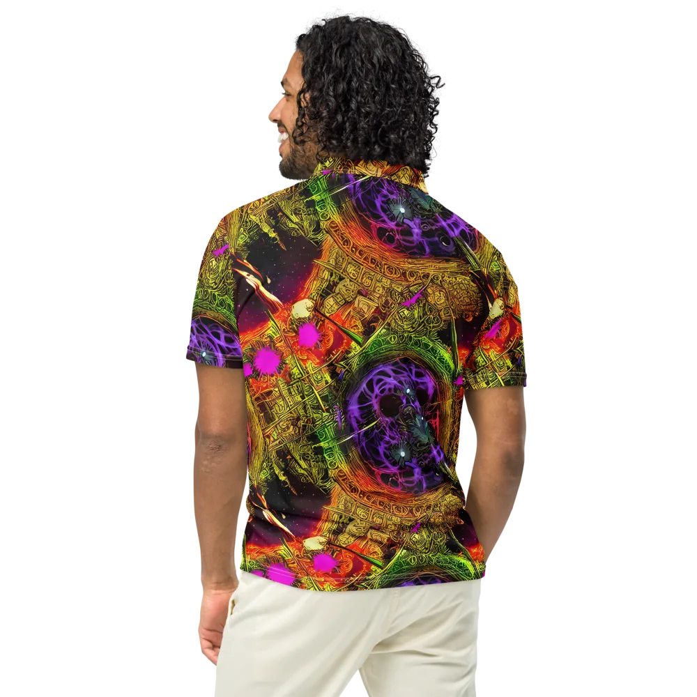 Neon Glyphworks on Men's Slim Fit Polo Shirt — Back